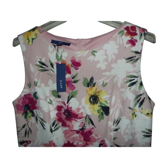 Apt 9 Dress Womens Size 18 Pink Floral Sleeveless Sheath midi below knee Spring - Picture 7 of 16